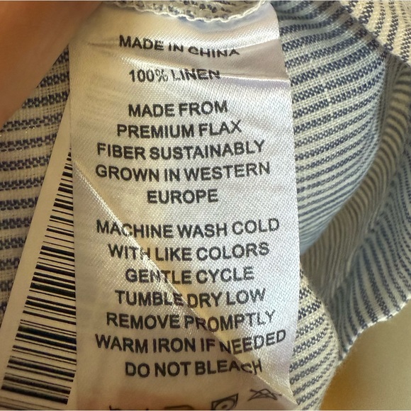 Quince Blue White Striped 100% European Linen Tank NWT Size Large - Picture 7 of 7